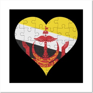 Bruneian Jigsaw Puzzle Heart Design - Gift for Bruneian With Brunei Roots Posters and Art